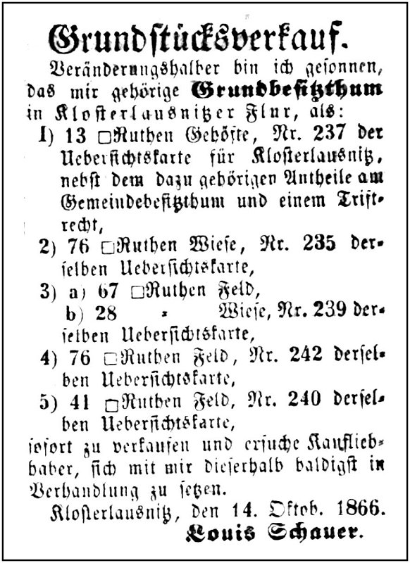 1866-10-14 Kl Grundstuecksverkauf Schauer